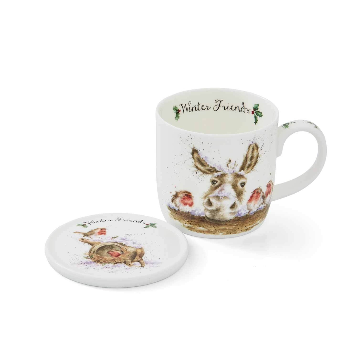 Wrendale Designs Winter Friends Mug & Coaster Set image number null